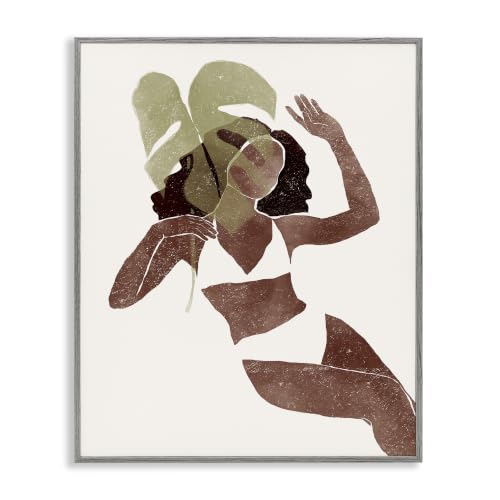 Monstera Leaf Girl Boho, 11 x 14 Inch Framed Giclée Print