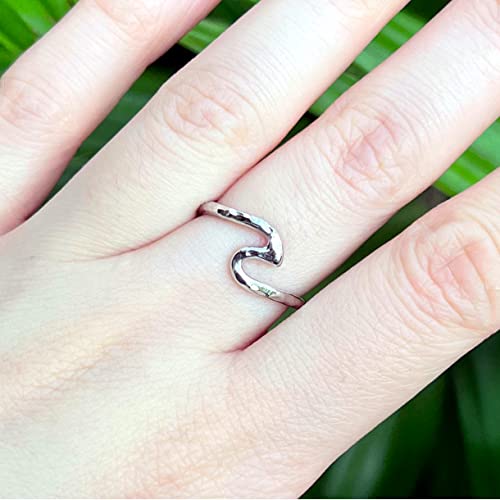 Aloha Jewelry Company 925 Sterling Silver Hawaiian Hammered Ocean Wave Ring Stackable Wedding Engagement Promise Eternity Band, Nickel Free Hypoallergenic for Sensitive Skin, with Gift Box3
