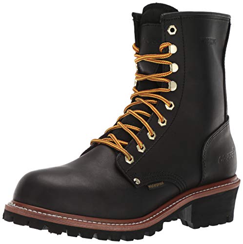 Ad Tec 9in Logger Full Grain Oiled Leather Work Boots for Men - Plain Soft Toe & Shock Absorbing Non Slip Rubber Lug Sole