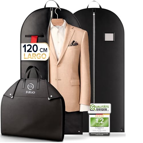 FiRiO 2X Portatrajes Plegable I Material 50% MÁS Grueso I Porta Trajes Caballero o Mujer I Bolsa Portatrajes Hombre Viaje I Antipolillas Funda Traje Hombre I Antipolvo Fundas Ropa Armario I 120x60cm