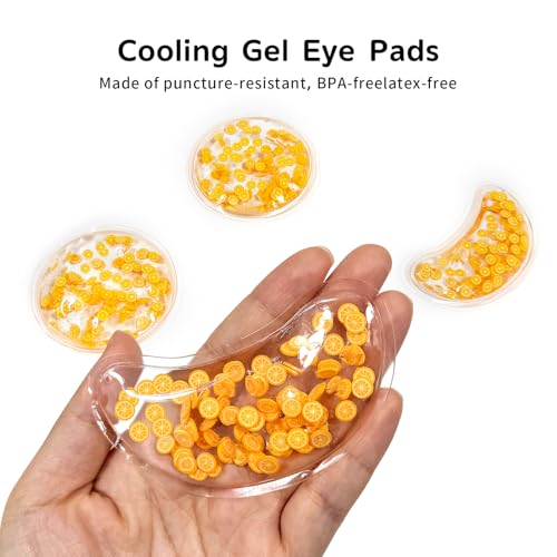 Image of 4PCS Gel Eye Ice Pack Set, Cold & Hot Compress, Reusable Cooling Gel Pads for Strain Relief, Relaxation, SPA and Sleep (4 Oranges-2)