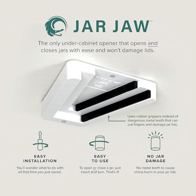 Jar Opener | Under Cabinet Jar Opener & Jar Closer for Weak Hands, Seniors, Arthritis, One-Handed Use | Effortless Grip Jar, Bottle & Lid Opener | Kitchen Gadget Gift | Made in USA