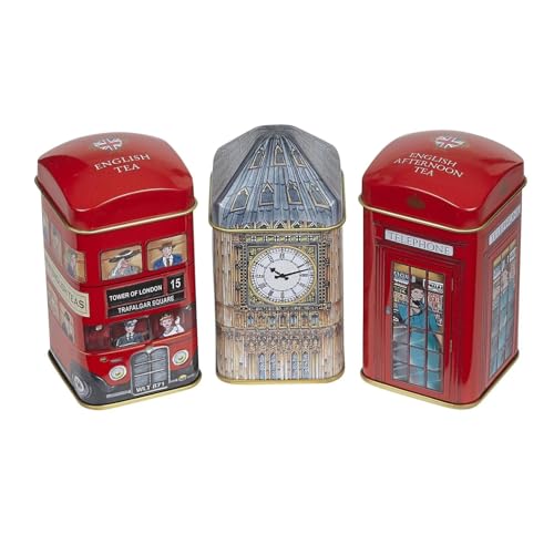 New English Teas Heritage Selection Triple Tea Tins 28 Teabag Gift Pack Big Ben, 15.5 x 11.5 x 5.5 cm approx.