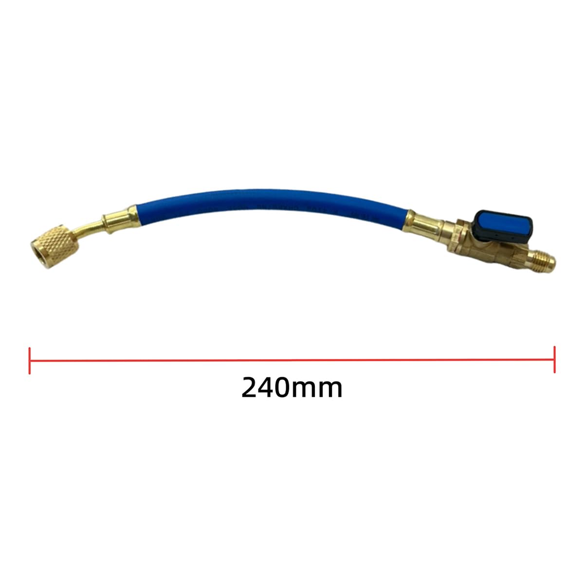 Juego de 3 mangueras de carga y válvula de bola, con código de colores y válvula de bola de 1/4" SAE para kit de mantenimiento de aire acondicionado y climatización (24 cm)