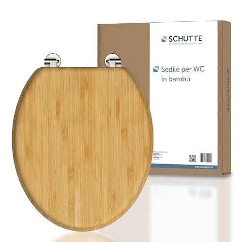 Schütte 81001-A Bamboo, Solido, Coperchio Sostenibile in Legno, Fatto, Adatto a Tutti gli Standard, Carico Massimo Sedile WC 150 kg