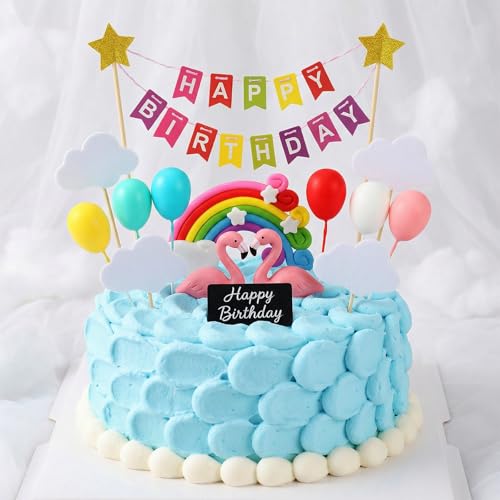 15Pcs Rainbow Cake Topper Kit happy birthday cake toppers - image 3