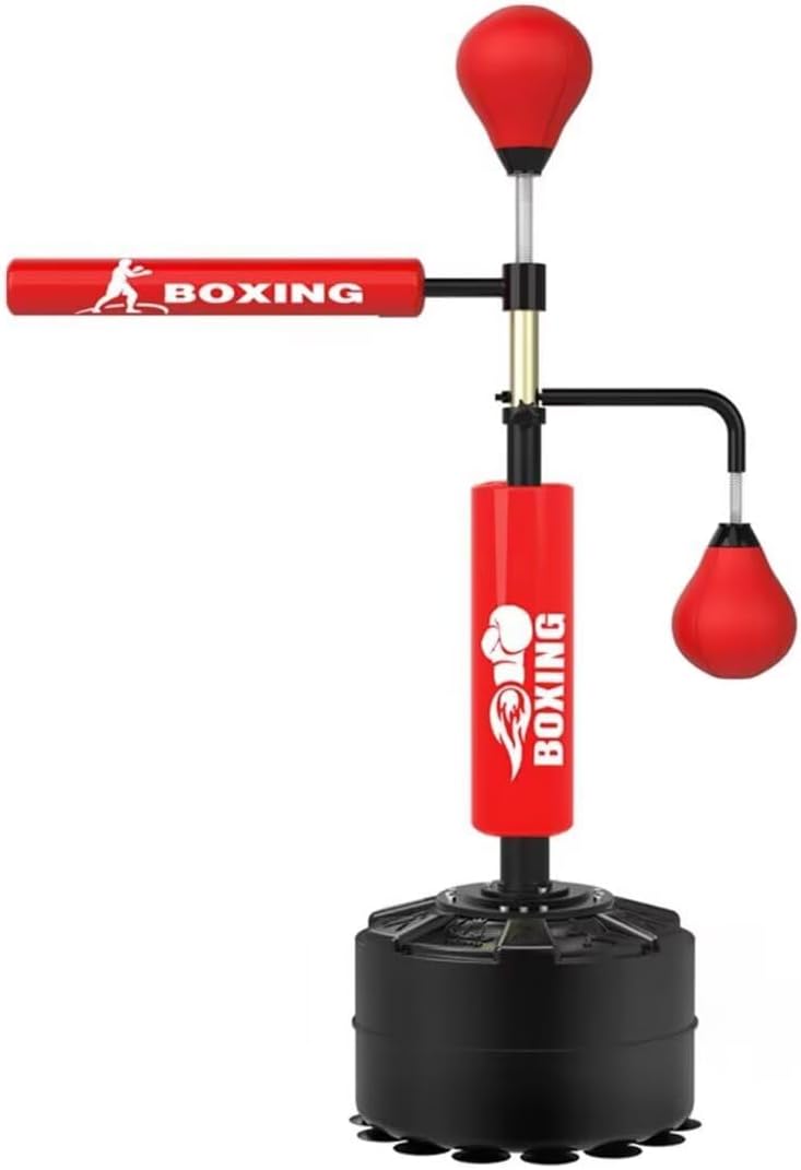 Pedestal Punching Bags with Heavy Bucket Base,Boxing Speed Trainer with Speed Ball,360° Spinning bar,Cylindrical Whip Leg Target,freestanding sandbag for Adult,Height Adjustable