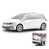 WALSER Abdeckplane Auto All Weather Light, Abdeckplane wasserdicht, 100% wetterfeste Auto Abdeckplane, Autoabdeckung Outdoor, Auto Abdeckplane wasserdicht, Autogarage, Halbgarage PKW M grau