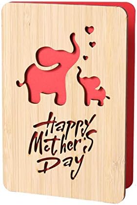 Della Stella Mothers Day Cards,Deep Love of Mom Pattern Design,Handmade Bamboo Greeting Cards,Wooden Thankyou Card,Wooden Birthday Card for Mom,Mum Birthday Gift
