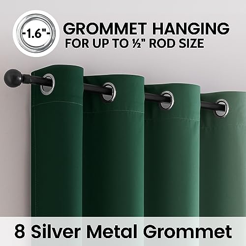 Image of SimpleHome 100% Blackout Ombre Curtains Dark Green and Greyish White,84L | Room Darkening Curtains,Thermal Insulated Grommet Bedroom Window Drape,Curtains for Living Room,2 Panels, 52x84 inches Length