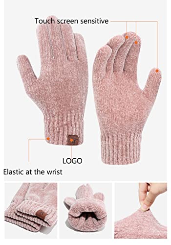 Chenille 3-Piece Set Warm Winter Beanie Hat, Scarf, Touch Screen Gloves Winter Set4