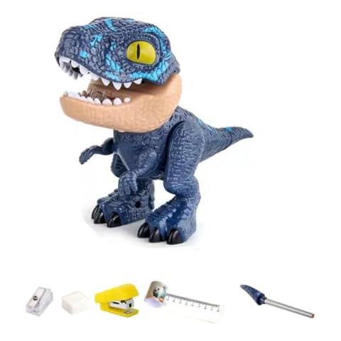 5 in 1 Stationery Set,Dinosaur-themed Stationery Funny Toy for Kids,Student Storage Eraser Ruler Pencil Sharpener Staple for Boys and Girls Cover