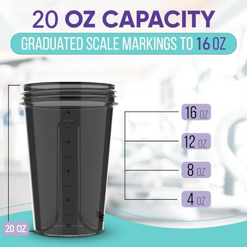 -6 PACK- 20 OZ Protein Shaker Bottles for Protein Mixes, Shaker Cups for Protein Shakes, Small Shaker Bottle Pack, Shaker Cup, Shakers for protein Shakes (20 OZ - 6 PACK BLACK) - Image 6