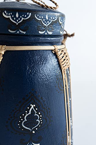 Siam Sawadee Handcrafted Bamboo Woven Rice Box, Asian Traditional Household Basket Storage, Thai Home Decorative Accent Jar, Handmade In Northern Thailand, 7X12 Inches #TOP5