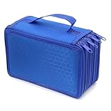 Estojo Escolar Grande 72 Lápis Multiuso | 4 Compartimentos Organizador em Nylon Oxford para Lápis de Cor, Canetas e Materiais de Arte (Azul)