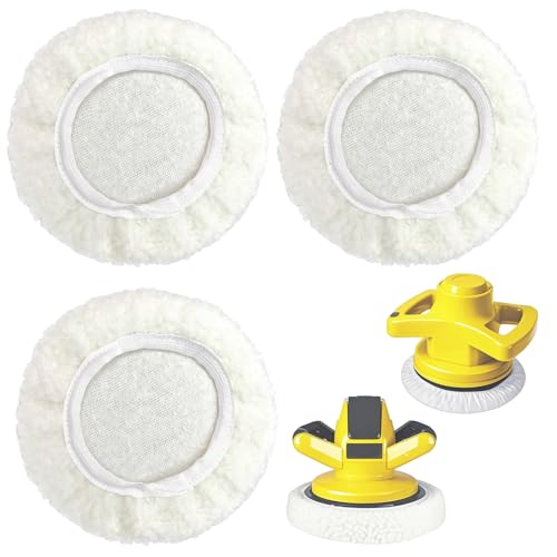 SSKHE 3 PCS 9inch Polishing Wool Buffing Pads,Polishing Bonnet,Car Buffer Polisher Kit,Washable & Reusable,Medium Grit,for Car Furniture Polishing Waxing