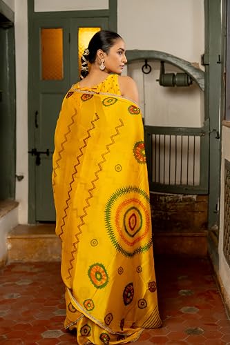 Image of MIRCHI FASHION Women Saree Chiffon Floral Printed | Breathable Festive Occasion Sari for Social Visits with Matching Blouse Piece