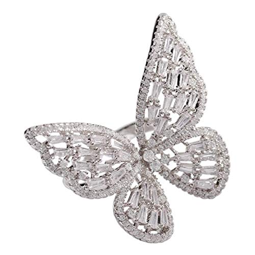 JENPECH Anel De Abertura De Borboleta Oca I Acessório Criativo Dedo Com Strass Decoração I Casamento