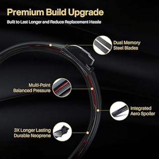 DOG TAIL Neoprene Dual-Steel Frame Wiper Blades 26"+22" with Multiple Adapters, Automotive Replacement Front Windshield Wiper Blades Set for My Car Truck Vehicle AdaptBeam