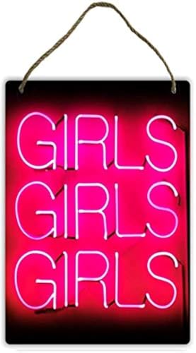 TOPlastt Girls Girls Girls - Neon - Wood Wall Sign Plaque Art Inspirational