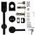 Berlin Modisch HandleSet Front Door Entry Handle and Deadbolt Lock Set Sleek Round Lever and Single Cylinder Deadbolt Heavy Duty - Iron Black Finish