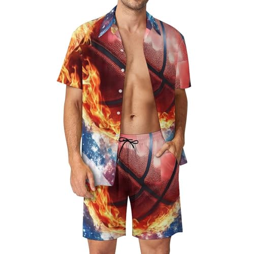 Conjunto de baloncesto para evitar el calor con camiseta ligera de botones y shorts masculinos