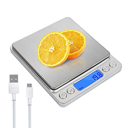 3T6B Bilancia da Cucina Elettronica a LED, Archiviazione USB, Bilancia di Precisione 0,01 g, Bilancia da Cucina, Bilancia di Precisione da Cucina con Funzione tara e Conta