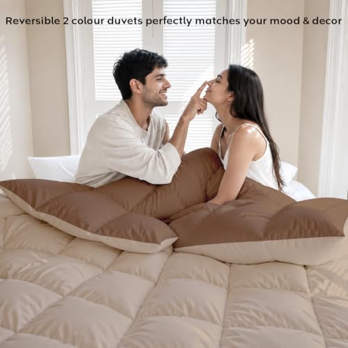 Image of AYKA Reversible Comforter 220 GSM Microfiber Reversible AC Comforter /Blanket for Winter /Quilt /Dohar /Duvets for King Size Blanket /Comforter Double Bed (Taupe & Brown, 60 * 90)