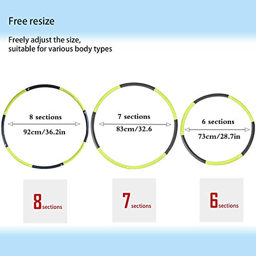 Y.A. LOTUS Fitness Hula Hoop, 8 Section Detachable Design Exercise Hoola Hoop, Professional Soft Hoops Suitable for Lose Weight Fast Sports and Playing Games Workout Easy to Spin（4Green + 4Gray） - Thumbnail 5