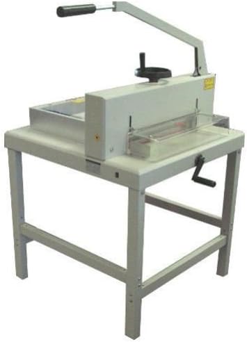 Guillo-Max 18-inch Paper Stack Cutter; 18” Cutting Length; Manual Cutting and Clamp Operation; Up to 800 sheets/cut; Inches/cm Grid; Manually Adjustable Back Gauge