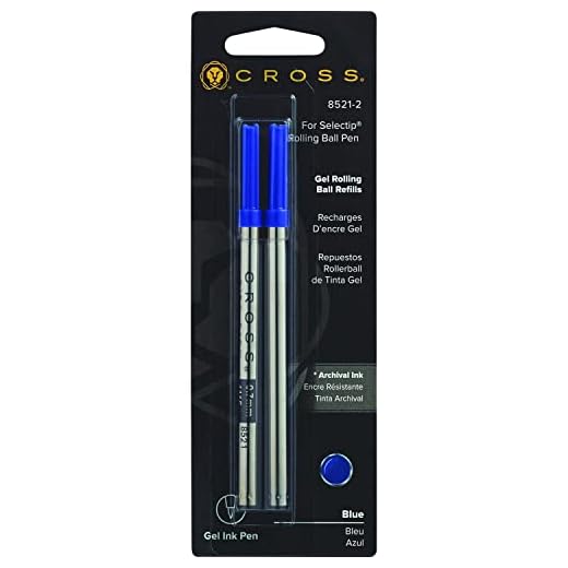 A. T. Cross 85212 Selectip Rollerball Pen Refill, Medium Point, 2/Pk, Blue Ink