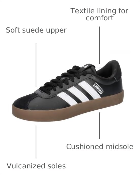 Image of adidas Women's VL Court 3.0 Shoes, Core Black Cloud White, 7 US