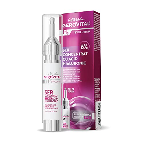 GEROVITAL EVOLUTION Hyaluronic Acid Concentrated Serum with Superoxide Dismutase SOD (The Anti-Aging Super Enzyme), Moisturizer, Anti-Wrinkle, Improves Skin Elasticity and Firmness, 10 ml