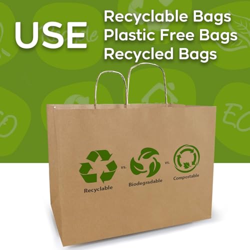 Image of RanGit Bhumi Brown Paper Bags with Handles- 50pcs 16 inchx5 inchx12 inch Large Paper Carry Bags for Shopping, Retail Merchandise, Party Favor Return Gifting Paper Covers