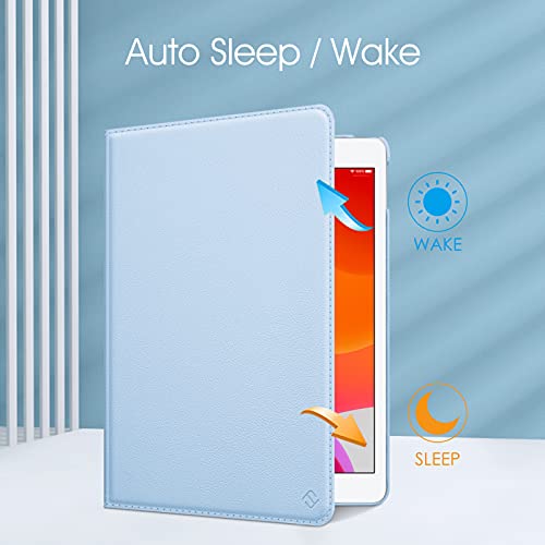 Image of Fintie Rotating Case for iPad 9th Generation (2021) / 8th Generation (2020) / 7th Gen (2019) 10.2 Inch - 360 Degree Rotating Stand Cover with Pencil Holder, Auto Wake Sleep, Sky Blue