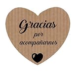 100 Etiquetas adhesivas corazón Gracias por acompañarnos (texto en español)