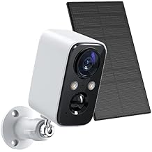 Solar Panel Security Cameras Wireless Outdoor - Battery Powered Cameras for Home Security WiFi Camera Surveillance Indoor System Floodlight Night Vison Alarm Motion Sensor Light Door Cam