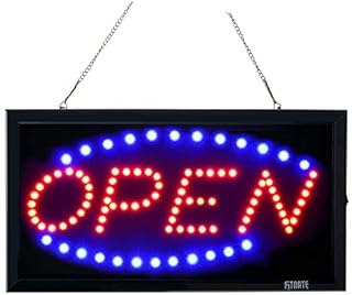 FITNATE LED Open Sign, 19x10 inch (48x25cm) 2 Modes Flashing & Steady Light, Open Sign for Business Advertisement Board Electric Display Board for Business, Walls, Window, Shop, Bar, Hotel