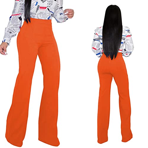 TOPSRANI Women High Waisted Dress Pants Work Trousers Slacks Bottoms Casual Pull On Long Stretch Solid Office Business Tall Slim Fit Orange L by TOPSRANI - Used condition - Image 6