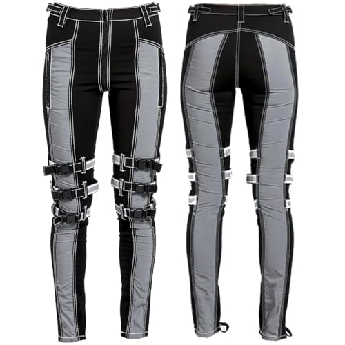 Gothic Bondage Reflective Men Pant Alternative Punk Rock Emo Trouser Pant