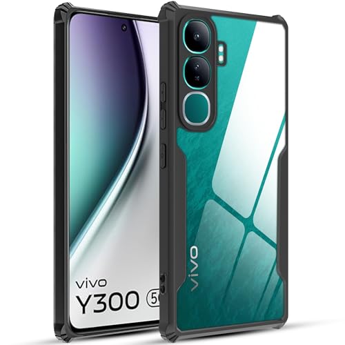Image of A rtistque Clear Hard Transparent Acrylic Armor Anti-Drop Shockproof TPU Edge Back Cover Case for Vivo Y300 - Black