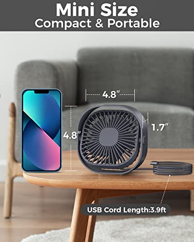 Image of Small USB Desk Fan, 3 Speeds Portable Table Fan, 360Rotatable Personal Min Fan, Small Cooling Fan by USB Plug In, 4 inch Silent Desktop Fan for Home Office Bedroom Dorm Car Indoor Outdoor Summer Gift