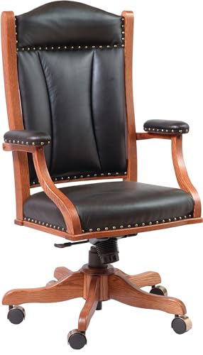 Image of Best Black Classic Leatherette Wooden Direcotor Executive Office Chair | Armrest and Revolving Chair | Wooden Chair | Wooden Base Chairs (111012154)