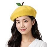 HIQIU Niedlich Baskenmütze Damen Sommer Dünne - Leichte Atmungsaktiv Barett Cap Nette Frauen Malerhut Frühling Beanie Beret (DE/NL/SE/PL, Alphanumerisch, M, L, Gelb)