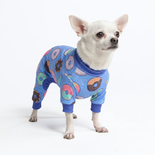 Image of Spark Paws Dog Pajama, Dog Recovery Suit Male, Onesie, Ultra-Soft and 4-Way Stretch, for Small Medium and Large Breeds - Donuts - S
