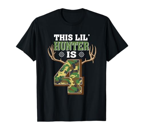 4th Birthday Hunting Deer 4 Year Old Hunter T-Shirt
