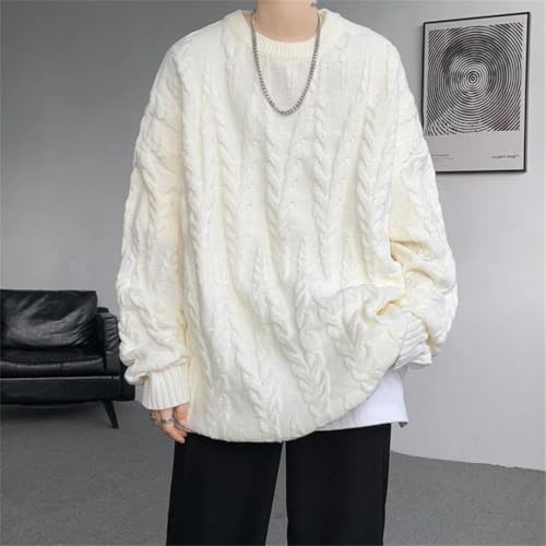 Men's Winter Knitted Sweater Solid Color O-Neck Loose Pullovers Streetwear Couple Sweaters2