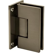 FHC Venice Adjustable Square Wall Mount Hinge, Brass with Stainless Steel Back Plate Material, 3/8" to 1/2" Glass Thickness, 40" Maximum Door Width, Brushed Bronze Finish