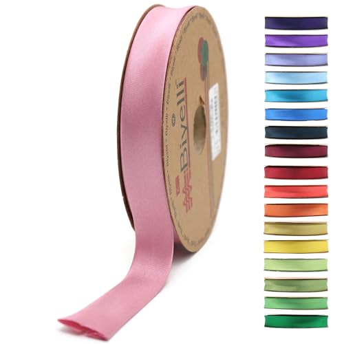 Image of Fold Satin Bias Tape - 99+ Colors - 3 /4 Inches Wide - 27 Yards - Fold Satin Binding Bias Ribbon Fabric Piping Bias Binding Tape for Sewing Clothing DIY (54. Dusty Pink) BYS54