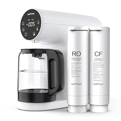 Ecoviva Countertop Reverse Osmosis Water Filtration System, Portable RO Water Filter Purifier with 4 Stage Filtration, 3:1 Pure to Drain, TDS Monitor, Faster Delivery Flow, Plug and Use - White